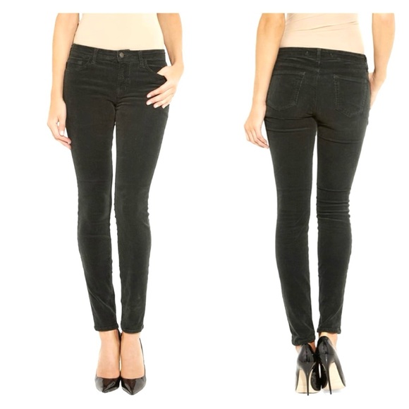 J Brand Skinny Leg Mid-Rise Micro-Cords in Conifer (dark green), W29 L29 - Picture 1 of 15